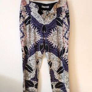 Iceberg Made in Italy Pleated Pure Silk Pant / Abstract Design